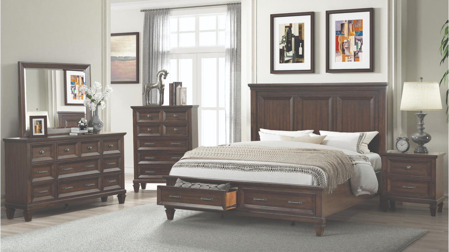 HAMILTON - KING AND QUEEN BEDROOM COMPLETE SET - GRAY AND WALNUT