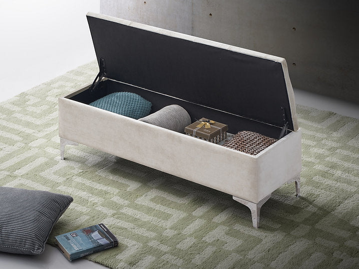 IF 6500/01/02 Storage Bench in Grey, Black, Creme Velvet