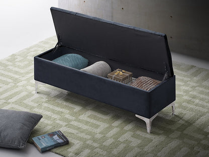 IF 6500/01/02 Storage Bench in Grey, Black, Creme Velvet