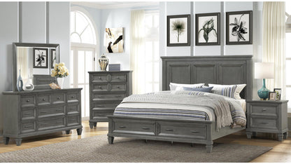 HAMILTON - KING AND QUEEN BEDROOM COMPLETE SET - GRAY AND WALNUT